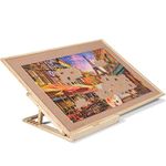 Becko Wooden Puzzle Board with Easel Adjustable Puzzle Board & Bracket Set Jigsaw Puzzle Plateau for Adults and Kids for Puzzle Up to 1500 Pieces, Non-Slip Surface