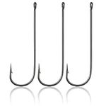 Dr.Fish 100 Pack Aberdeen Hooks Offset Hooks Long Shank Hooks Light Wire Fishing Hooks High Carbon Steel Freshwater Fishing Tackle for Trout Bass Catfish Crappie Wacky Drop Shot Hooks