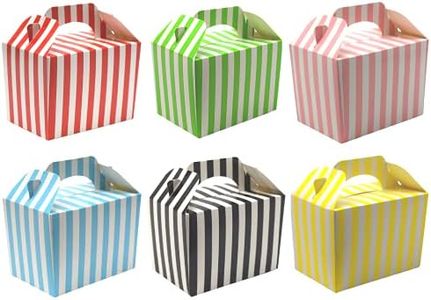 Lotus 20-Pack Stripe Design Children/Kids Party Boxes-Carry Food,Meal Fun Picnic,Birthday Celebration,Wedding Favour,Party Box Loot Bag Assortment(Mixed Colors) for Memorable & Joyful Festive Events