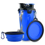 Dog Travel Water Bottle Collapsible Bowls, 2 in 1 Pet Food Container with Collapse Bowls, Outdoor Portable Water Bowls for Walking, Traveling, Camping and Hiking(Blue)