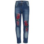 A2Z 4 Kids Girls Stretchy Jeans Roses Embroidered Denim Pants Comfortable Lightweight Trendy Stretchable - Girls Jeans JN26 Mid Blue 3-4