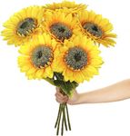 Wrixty 7Pcs Sunflowers Artificial Flowers Sunflowers Bunch Fall Decoration for Wedding Home Birthday Party Outdoor Indoor Decor