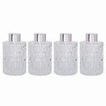 Hosley Set of 4 Glass Diffuser Bottles 4 Inch High. Ideal for Use with Essential Oils Replacement Diffusers Reed Sticks DIY Crafts O3 Silver