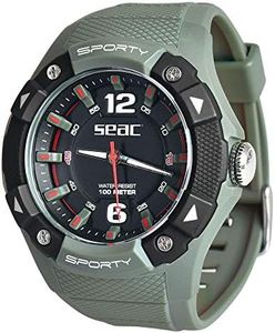 SEAC Sporty Reloj Agua asta 100 MT, Caja en Acero Inoxidable, resistiente Correa en Goma, Unisex-Adult, Verde, estándar