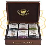 Premiers Connoisseur Collection Handcrafted Wooden Tea Gift Box with 6 Assorted Pure and Flavoured Tea Bags - 90 Cups | 180 Grams | Wooden Gift Box Series