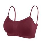 Litthing Women Sports Bra Seamless Comfort Bras Padded Ladies Tops Adjustable Strap Bralettes Vest Style Athletic Wireless Wrap Chest Crop Top for Yoga Fitness Exercise Wine Red