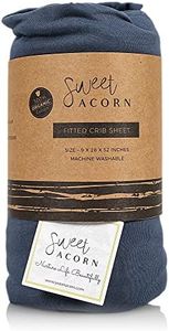 Sweet Acorn Fitted Crib Sheets - Organic Cotton Jersey Knit Crib Beddings - Fits Standard Baby Crib Mattress - 9" x 28" x 52" - Bay Blue