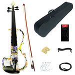 Kinglos 4/4 Purple Flowers Colored Solid Wood Advanced Electric/Silent Violin Kit with Ebony Fittings Full Size (DSG1101)