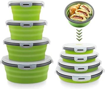 Vanukeys Collapsible Bowls with Lids, Space Saving Silicone Food Storage Containers for Travel Essentials, Camper Must Haves Rv Camping Accessories for Trailers inside, Salad Container for Lunch Green