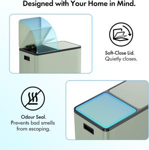 VonHaus 60L Double Recycling Bin – Dual Compartment Waste Separator