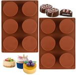 VENCILAZY Round Cake Silicone Mould 2 Packs 6-Cavity Cylinder Silicone Mould Pie Shaped Oreo Chocolate Covered Cookie Molds,Pudding,Muffin, Cupcake, Brownie Cake Bread and Handmade Soap