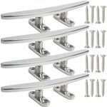 VEITHI 8 inch 316 Stainless Steel Boat Cleat, Boat Dock Cleats Open Base Flat Top, Cleats for Boat, Dock Cleats Rope Cleat with Fasteners (4 Pack)