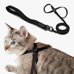 BuddyArmor Cat Harness and Leash 2-in-1, Escape Proof Anti-Chocking Harness Adjustable Lighweight Leash Walking Outoor Training for Kitten Small Large Cats Puppy, US IDA Bronze Award (Midnight Black)
