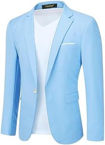 Men's Suit Jacket One Button Slim Fit Sport Coat Business Daily Blazer Light Blue