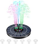 VIVOSUN Solar Fountain, 4W Solar Water Fountain with Upgraded Glass Panel, Built-in Battery, 7 Nozzles, Colored LED Lights, Outdoor Solar Fountain Pump for Bird Bath, Pond, Pool, Fish Tank, Garden