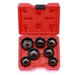 CASOMAN 7 Pieces 3/8" Drive Low Profile Oil Filter Socket Set, Oil Filter Cap Remover and Installer Tool Set, 6 Point, 24mm, 25mm, 27mm, 28mm, 29mm, 32mm, 36mm, CR-V