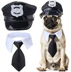 Yewong 2 Pieces Pet Police Costume Accessory Set Pet Dog Cat Police Hat with Pet Necktie Pet Police Dress Up Kit for Halloween Christmas Cosplay Role Play Party (Set-A)