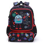 Moonmo Backpack for kids Backpack for Elementary Students, Waterproof Large Capacity School Bag Light weight Backpack, Black Robot, L, School Backpack