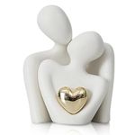 JJQHYC Romantic Couple Statue, Abstract Sculpture Small Shelf Ornaments for Living Room, White Ornaments Couple Figurine Sculptures Gifts for Wedding Anniversary