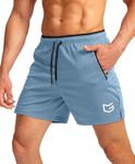 G Gradual Men's Running Shorts with Zipper Pockets Quick Dry Gym Athletic Workout 5" Shorts for Men (Light Blue, XX-Large)