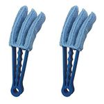 2Pcs Wet Dry Venetian Window Blind Cleaner Microfiber Brush 3 Pronged Washable Duster (Blue)