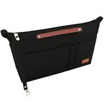 Soyizom Purse Organiser Insert Bag Organiser for Handbags Insert, Felt Purse Organiser with Zipper and Keychain Bag in Bag Fits for Neverfull Speedy Alma ONTHEGO Book Tote and More(Black,Large)