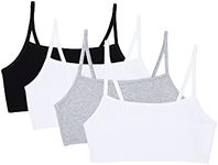 Fruit of the Loom Women's Spaghetti Strap Cotton Sports Bra, Black/White/White/Heather Grey 4-Pack, 34 (Pack of 4)