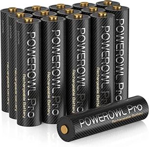 POWEROWL Piles AAA Rechargeables Pro, Haute Capacité 1100 mAh, Batterie NiMH Triple A de Qualité Supérieure - 16 Pièces