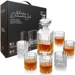 KITment 7PCS Whiskey Decanter Set, Crystal Liquor Wine Decanter with 6 Twisted Old Fashioned Glasses for Scotch,Bourbon, Elegant Holiday Whiskey Gifts for Men and Women