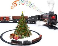 Train Set with Smoke, Sound and Light, Toddler Train Toy, Birthday Gift for Kids Boys and Girls