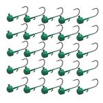 25 Packs Bass Ned Rig Shroom Jig Heads Fishing Mushroom Hooks Kit Head Crappie Jigs Hooks for Soft Lure (1/16oz-1.8g/25Pcs, Green)