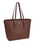David Jones - Women's Large Tote Shopper - Top Handle Handbag PU Leather - Big Shoulder Shopping Bag Large Capacity A4 - Ladies Girl Students School Work Office City Laptop Bag - Brown