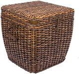 BIRDROCK HOME Rattan Peel Storage Cube with Removable Lid - Spacious Woven Organizer for Shelves - Natural Brown Decorative Cubby for Shoes, Books, Home Decor, and Office - Stylish 16.5 Inch Square