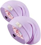 SECZIPE 2pcs Silk Satin Bonnet Hair Wrap Shower Caps for Sleeping, Adjustable Strap Curly Natural Hair Night Caps for Women Men（Lavender&Lavender）