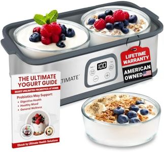 Ultimate Probiotic Yogurt Maker with Adjustable Time & Temperature Control, Make Trillions of Probiotics for Better Gut Health, Two 1-Quart Containers for Larger Batches, ULTIMATE LIFETIME WARRANTY