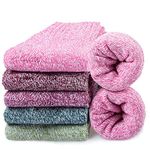 5 Pairs Womens Merino Wool Socks - Winter Casual Crew Warm Socks for Women