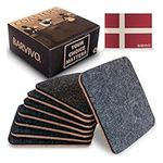 Barvivo Classic Felt Coasters for Drinks - Set of 8 Cork Coasters with Felt Side for Indoor and Outdoor Tabletop Protection, Anti Slip, Absorbent, Suitable for Drinks & All Table Types - Black Design