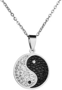 LAFATINA Collier avec pendentif Yin et Yang pour homme et femme, collier noir et blanc pour relation, Halloween, remise de diplôme, Métal, Acier inoxydable.