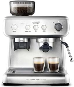 Sunbeam Barista Max | Espresso, Latte and Cappuccino Coffee Machine | 2.8L Water Tank | Integrated Bean Grinder and Milk Frother | 15 Bar Italian Pump | Stainless Steel