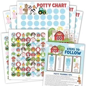 Farm Animals Sticker Chart for Kids Potty Training Chart for Toddlers Boys - Potty Chart for Girls with Stickers, Potty Training Sticker Chart for Girls Potty, Potty Chart for Boys with Stickers