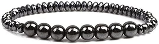 2pcs Weight Loss Magnetic Therapy Bracelet For Men Women Black Hematite Stone Beads Bracelet Jewelry Gift (Metal Color : 1)