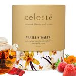 CelesTe Vanilla Waltz – Oolong Tea – Vanilla Flavour Tea – Hot & Ice Tea – 100% Natural Strawberry Marigold Rose Petals Vanilla Oolong Tea Leaves – 50gm - 20Cups