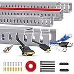 Open Slot Wire Duct Kit, 62.8"(4 x 15.7) Server Rack Cable Management, Cable Management Raceway for Hide Network HDMI VGA Cable, Wiring Raceway Cable Duct, Desk Wire Channel, 4 Pack, Grey