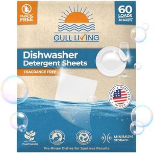 Gull Living Detergent Dishwasher Sheets - 60 Loads Pack Soap - Travel Dishwasher Detergent Sheets - Plastic-Free Alternative to Pods & Tablets