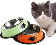 Cat Bowls for Food and Water, 2PCS Non-Slip Stainless Steel Small Cat Food Bowls 8 Oz Pet Bowl with Removable Rubber Base Cat puppy Bowl