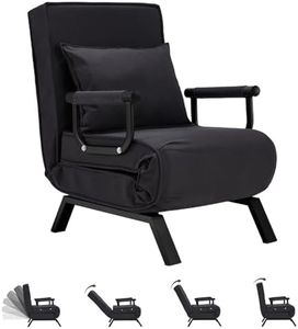 Hupmad Convertible Bed Sleeper Chair,Tri-fold Upholstered Armchair Sleeper with Pillow,Folding Leisure Chaise Lounge Couch with 6 Angle Adjustable Backrest,Single Lazy Bed for Office Apartment