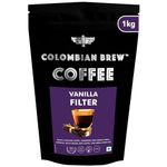 Colombian Brew Vanilla Filter Coffee Powder, Arabica Roast & Ground, 1kg