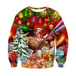 RAISEVERN Mens Christmas Jumper Ugly Long Sleeve Funny Cat Sweatshirts Womens Ladies Dinosaur Jumpers Teen Boys Xmas, M