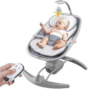 Baby Swings for Infants, Electric Baby Bouncer 5 Speeds, Portable Automatic Rocker with Remote Control, 10 Music Soothing Swing for Newborn