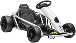 Aosom 24V 8.1 MPH Electric Go Kart, Drifting Car Battery Powered Ride on Toy Outdoor with Slow Start, Music, Horn Honking and Safety Belt, for 8-12 Years Old, White